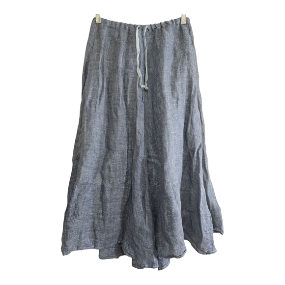 Free People X CP Shades Linen Midi Skirt Small Chambray Denim Color Drawstring - Picture 1 of 8